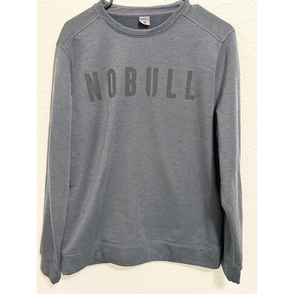 NOBULL Crew Sweatshirt Spellout Heather Blue Medium M Workout